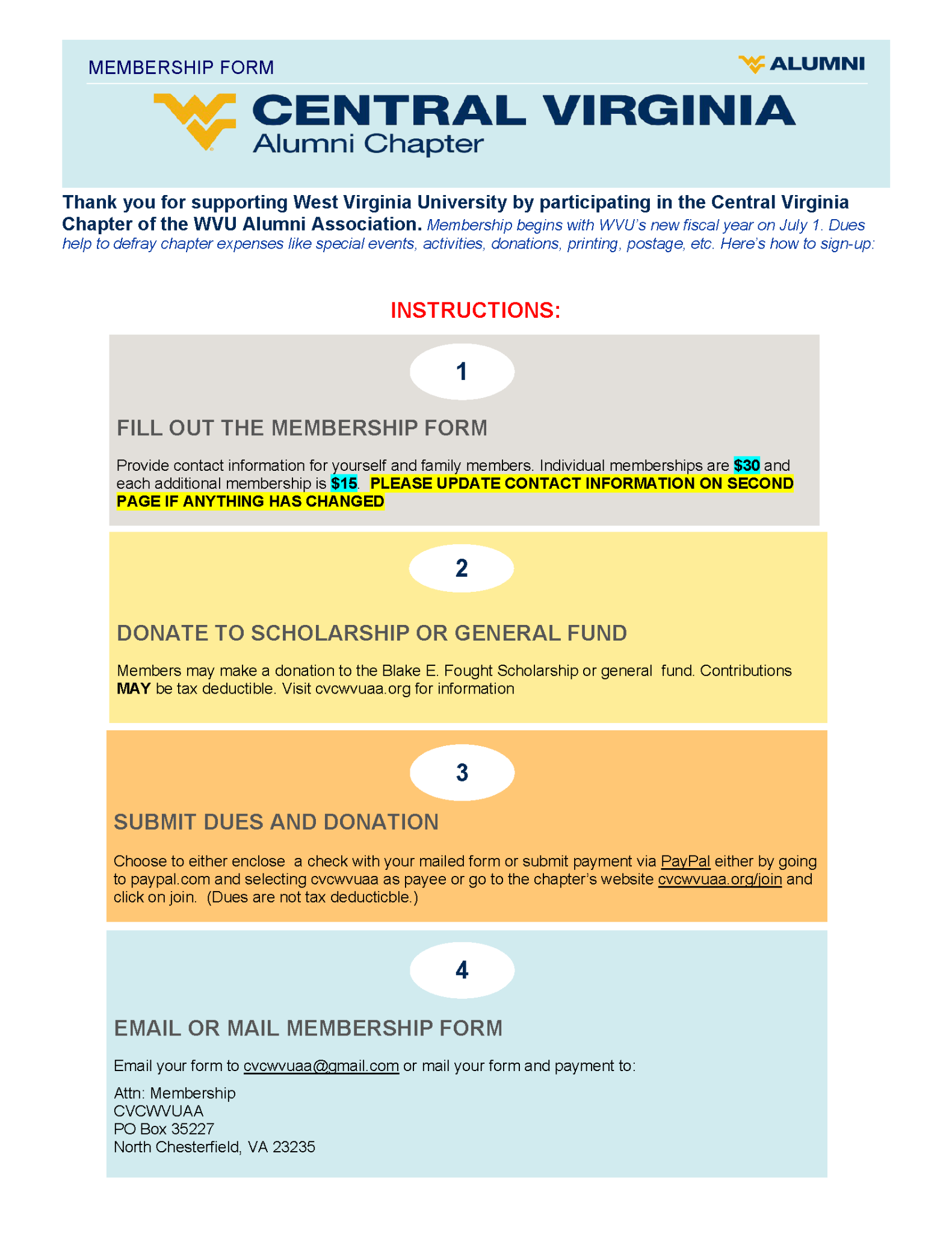 Membership form preview